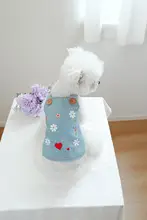 犬服 女性 使用シーン デニムサスペンダースカート 春秋用 テディ小型犬に適した 夏用薄手