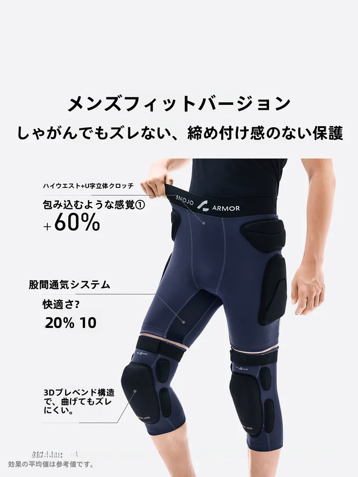 室内スキー用プロテクター【男女兼用・臀部＆膝保護・滑り止め加工】