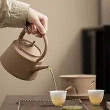 家庭用陶器製温茶炉【キャンドル加熱・中式デザイン・大容量】