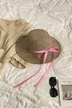 可愛らしいデザインのピンクリボン草帽【旅行・撮影用・UVカット】