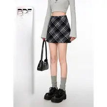 学院風チェック柄Aラインスカート【高ウエスト・春夏用・ミニ丈】