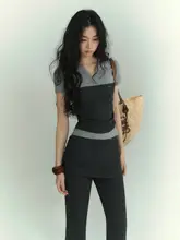 Vネックショート袖トップス【スカート付き・パンツ・ドレープデザイン】（セットアップ対応）