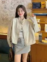 chic 米白色 立ち襟ショートジャケット レディース【春秋用・シンプルデザイン・おしゃれ】