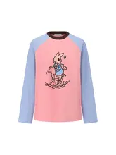 カラーブロックデザインの長袖Tシャツ【ゆったりシルエット・通勤用・ラウンドネック】（セットアップ対応）