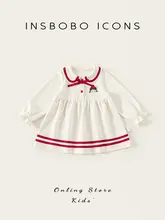 子供用赤い公主ワンピース【春用・フリルデザイン・リボン付き】（セットアップ対応）