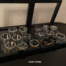 ヴィンテージ風 メンズリング【調整可能・クロスデザイン・ヒップホップスタイル】（セットアップ対応）