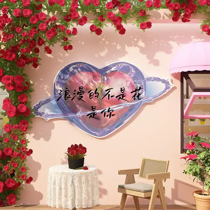 バレンタインデー用撮影背景パネル【フラワーショップ壁面装飾・アイデア記念撮影】