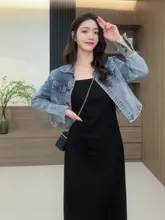 高級感あるレトロデニムショートジャケット【女性用・おしゃれなカーディガン・スリップドレスと相性抜群】（セットアップ対応）