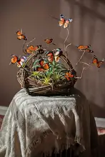 造花 蝶 オブジェ 3D立体 フェイクバタフライ 撮影用小物 インスタ映え 壁飾り ドライフラワー風 インテリア