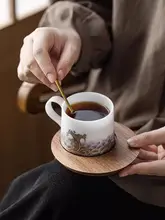 陶製茶器セット【山水風景・カップとソーサー】（セットアップ対応）