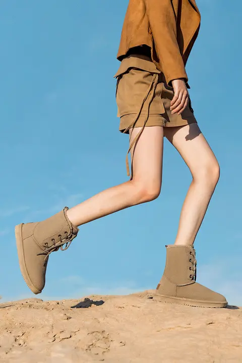 防水雪地靴【中筒・極上の柔らかさ・防滑・タイプレースアップ・冬用】