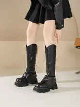 厚底ロングブーツ【高筒設計・女性用・秋冬対応・細身効果】