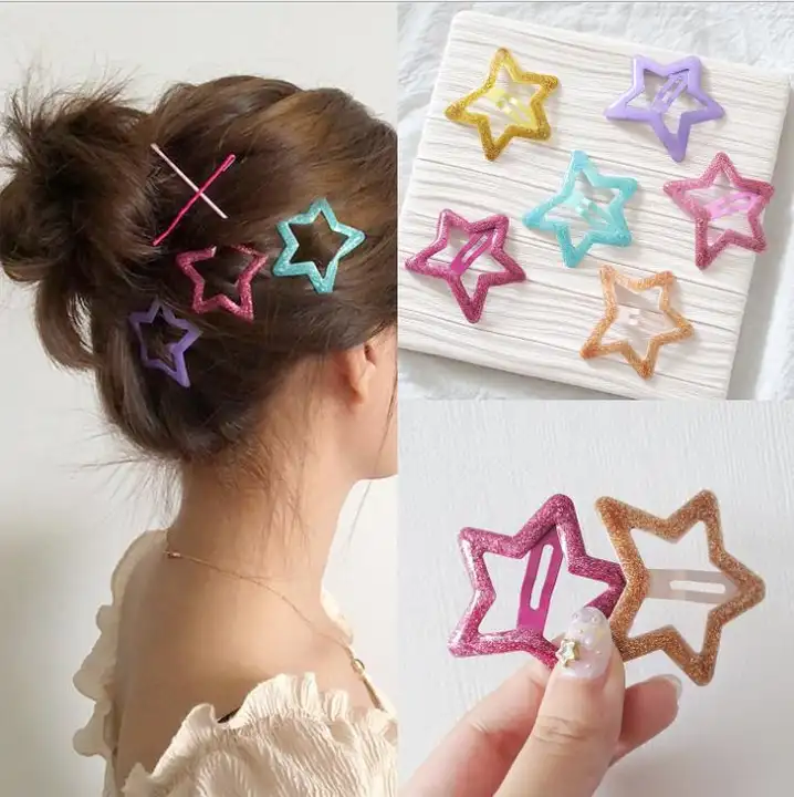 可愛い五角星と海星デザインのバンスクリップ【キッズ用・カラフル・ハンドメイド】