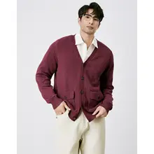 Vネックニットカーディガン【メンズ・秋冬用・スタイリッシュ・ウール混紡】