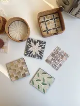 天然貝殻製 コースター【レトロ風・熱防止・インテリア小物・香薰キャンドル用】