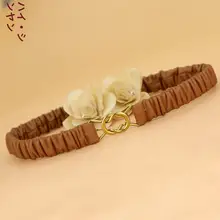 本革製の柔らかいラムスキンのブラウンウエストベルト【スタイリッシュ・フリーサイズ・ドレスやパンツに最適】