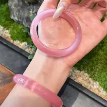 天然高冰種ストロベリーキャッツアイ石ブレスレット【女性用・ヴィンテージスタイル・エレガントデザイン  】