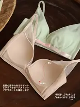 可愛い蝶結びデザインのシフォン素材ブラジャー【ワイヤレス・透け感・薄手】
