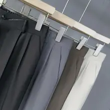 涼しげな薄手のカジュアル九分丈パンツ【男性用・スーツパンツ・韓国風・ taperedデザイン】
