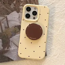 個性的なドットデザインのiPhone用カメラキーケース【全包防水・柔軟素材・円形スタンド付き】