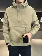 高級感あるフード付きプルオーバージャケット【メンズ・春秋用・ゆったりデザイン】（セットアップ対応）