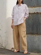 Herz カーキ色 ワイドパンツ【春夏用・フィット・UVカット】