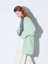 極上の柔らかさのモヘア混ダブルレイヤー厚手カーディガン【ふんわりした雲のような肌触り】