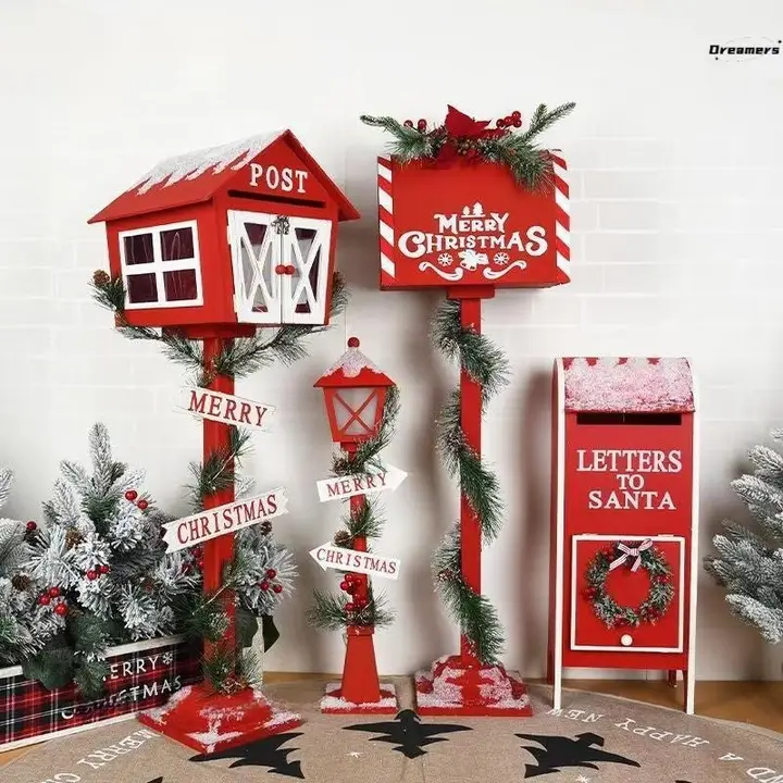 クリスマス装飾 木製メールボックス アニマルデザインの鹿の置物【バーカフェ店用】
