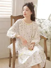 パジャマワンピース レディース 綿100% ダブルガーゼ 花柄 長袖 ミディ丈 甘め ルームウェア 春秋夏