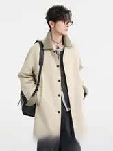 シンプルで洗練されたデザイン！マウンテンコート【春秋用・PUレザー・中長丈・韓国風】（セットアップ対応）
