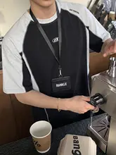 レトロレーシングスタイル ラグランカラーTシャツ【夏用・明るいラインデザイン・フィット・ショートスリーブ】