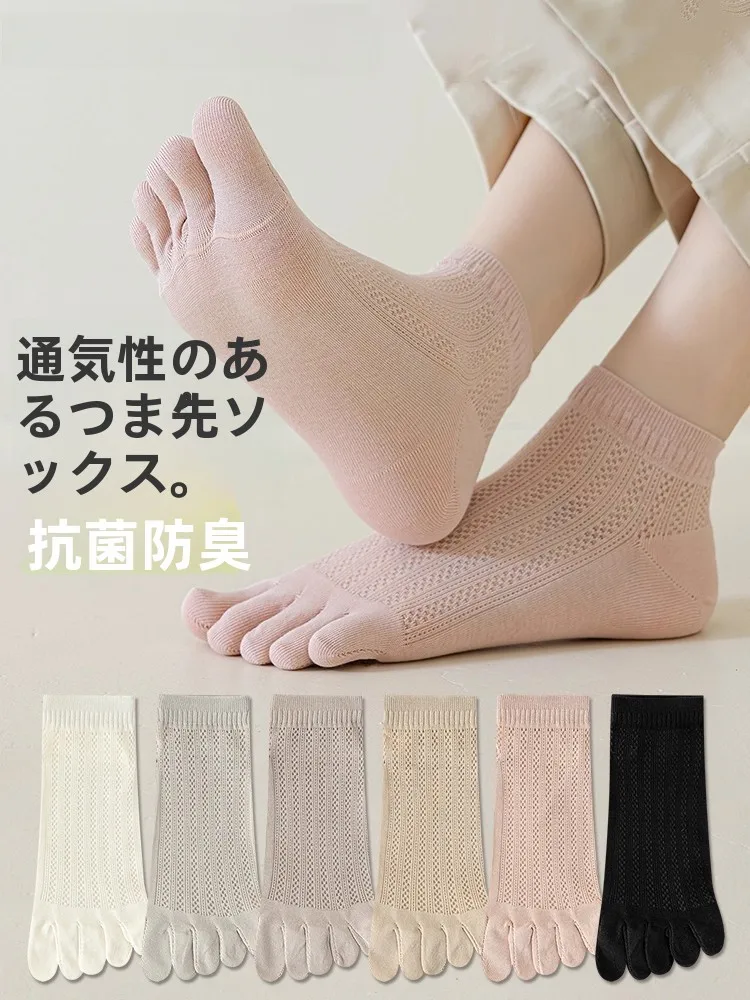 女性用夏用薄型コットン5本指靴下：足が蒸れて臭いの対策に最適な通気性設計