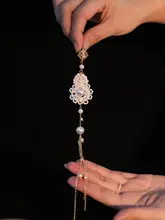 新中式旗袍用胸飾り【米珠・パール・フリンジ付き・デザインアクセサリー】