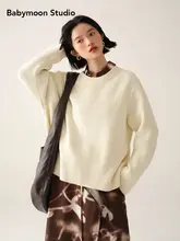 ラウンドネックサイドスリットニットセーター【春秋用・極上の柔らかさ・ゆったり長袖】