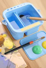 多機能洗筆桶【絵画用・水彩・アクリル絵具対応・パレット付き・小型四角型】