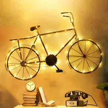アイアン製 ヴィンテージ工業風自転車ウォールデコレーション【時計付き・壁掛け・インテリア装飾用】