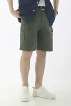 SHIJOIN POCKETIME クラシック ワークショートパンツ【コットン製・ミリタリーグリーン・カジュアル・ハーフパンツ】