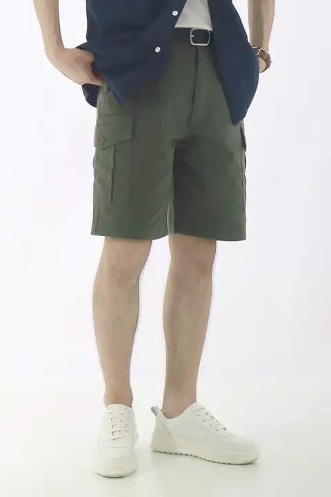 SHIJOIN POCKETIME クラシック ワークショートパンツ【コットン製・ミリタリーグリーン・カジュアル・ハーフパンツ】
