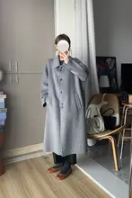 グレーキャメルウールのリバーシブルコート【中長丈・女性用・高級感】