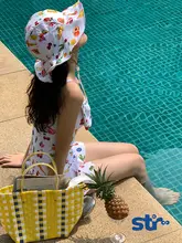MOF フルーツデザインの夏用日除けハット【大きめつば・可愛いフィッシャーマンハット】