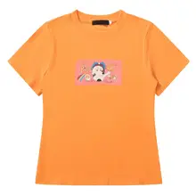 レトロな犬プリントのラウンドネック半袖Tシャツ【女性用・夏用・スリムフィット】