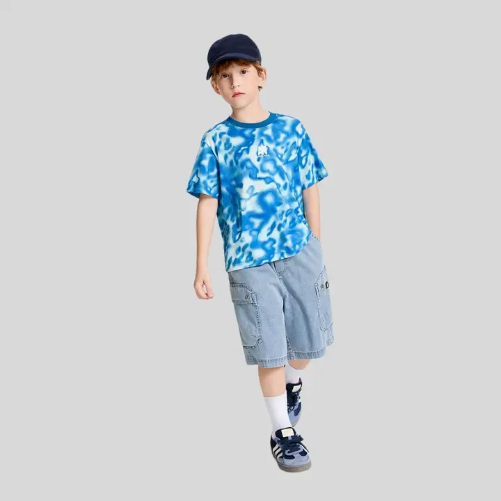 通気性のあるストレッチデニム 男の子用ショートパンツ【夏用・デザインシンプル】