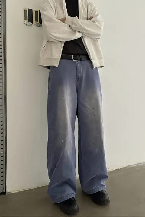 アメリカンレトロウォッシュ加工とスプラッシュインク カーゴパンツ