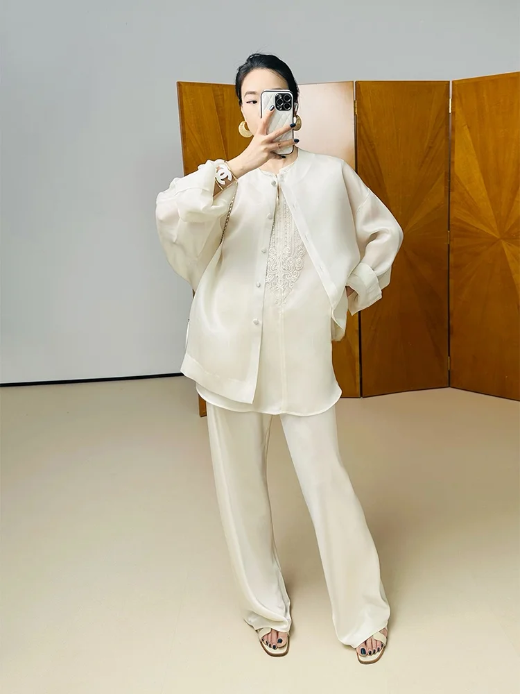 日本製サテン三醋酸ワイドパンツ：エコな長持ちデザインで夏の快適着用を実現