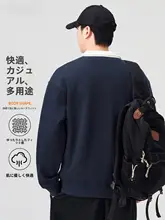 半袖ポロ襟デザインのメンズ秋冬用ハーフジップパーカー【カジュアルスタイル・長袖】