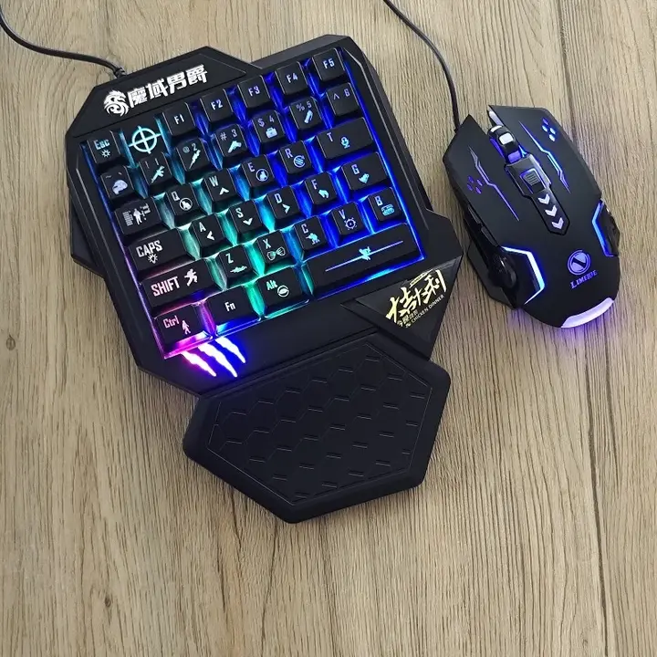 左手用光るゲーミングキーボードとマウス【ノートパソコン・デスクトップ対応】（セットアップ対応）