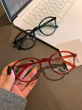 レトロアメリカン   大きめフレームのメガネ【シンプルデザイン・女性用・赤色】