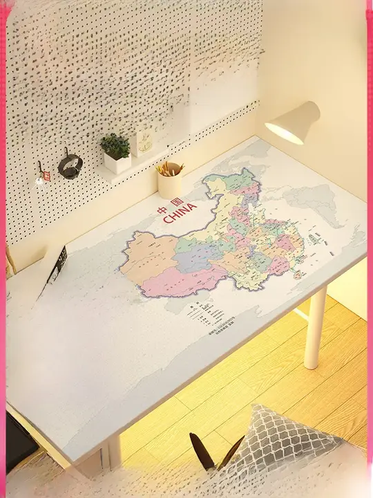 子供用デスクマット【ソフトガラス・学習用・地図デザイン・デスク保護用】