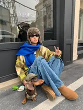カーディガン ニットジャケット 男女兼用カップル 長袖 ニットプリント アメリカンレトロ