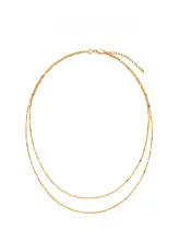 S925純銀製 18K金メッキ ダブルレイヤー ロックボーンネックレス【輝く波模様】